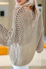 Light French Beige Star Pointelle Knit Baggy Sweater Sweaters & Cardigans JT's Designer Fashion