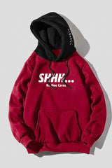 Fiery Red Men's Letter Print Color Block Slim-fit Pullover Hoodie Men's Tops JT's Designer Fashion