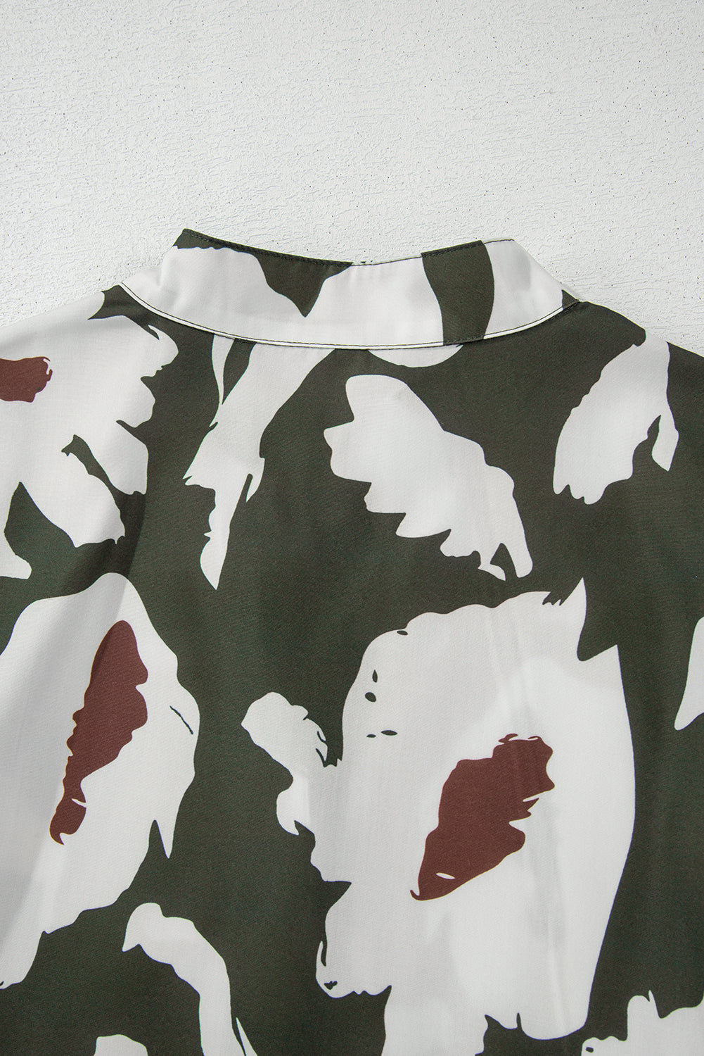 Four Leaf Clover Abstract Floral Print Puff Sleeve Half Button Blouse Blouses & Shirts JT's Designer Fashion