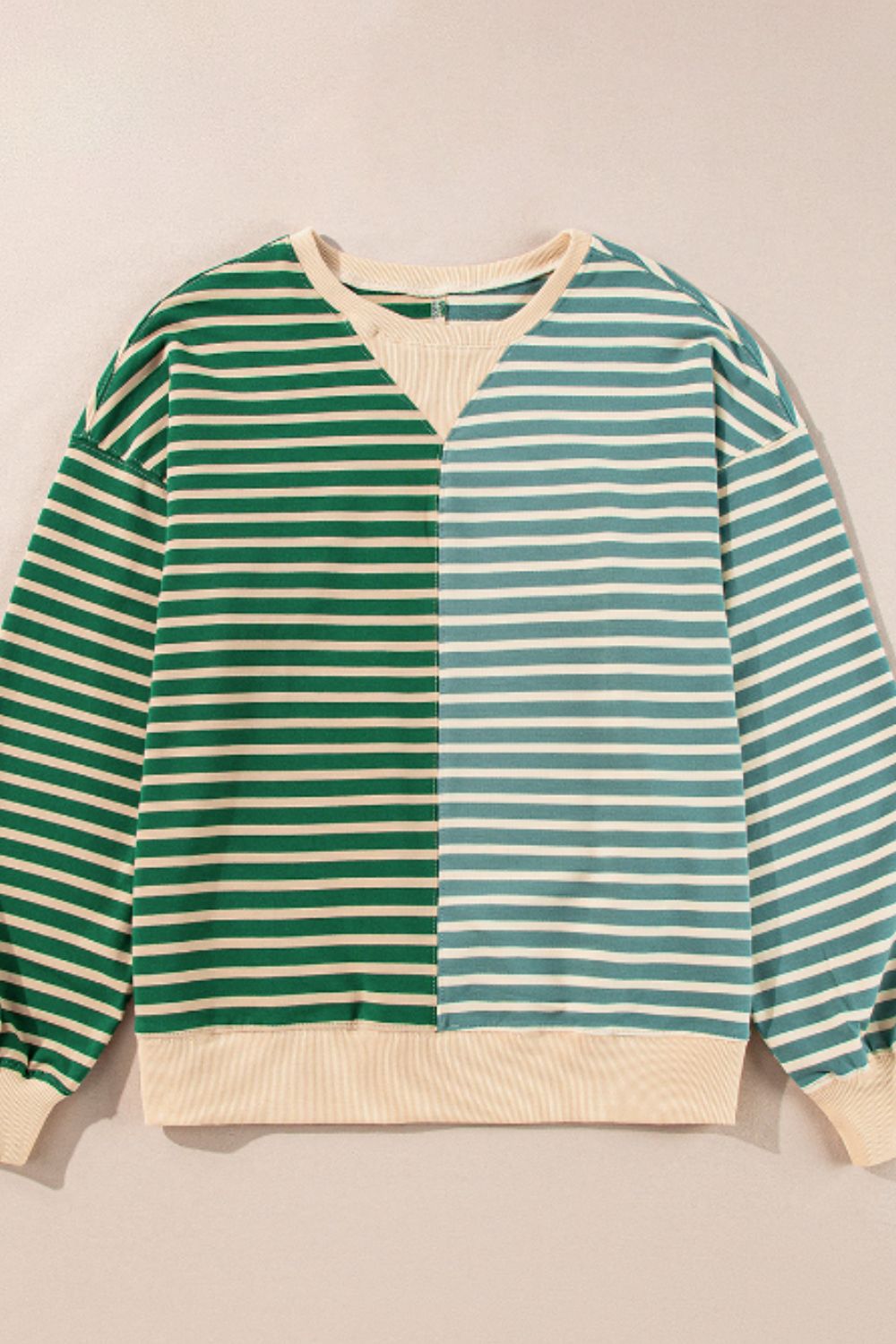 Contrast Striped Round Neck Long Sleeve Sweatshirt Long Sleeve Tops JT's Designer Fashion