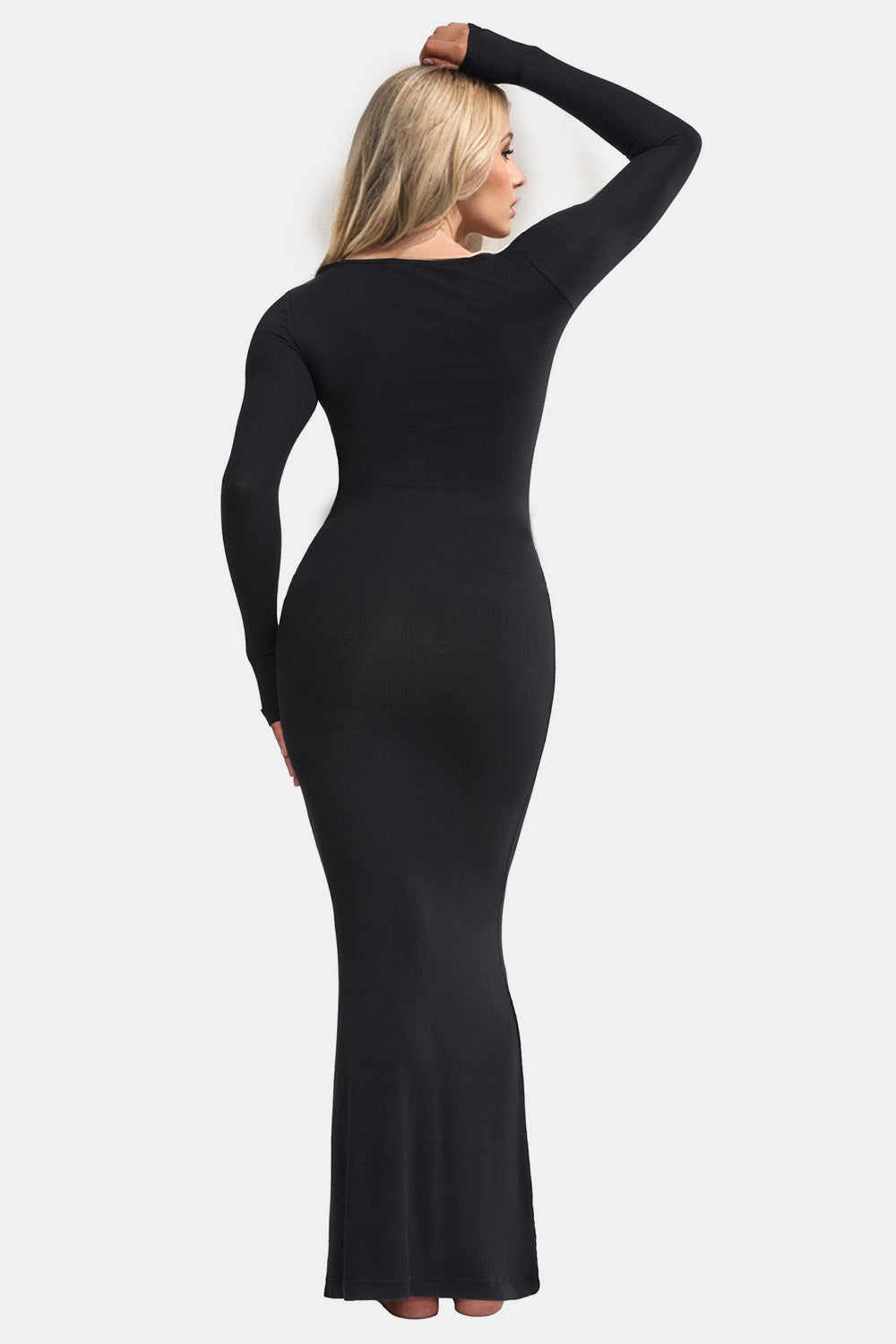 Basic Bae Built-In Shapewear Square Neck Long Sleeve Maxi Dress Maxi Dresses JT's Designer Fashion