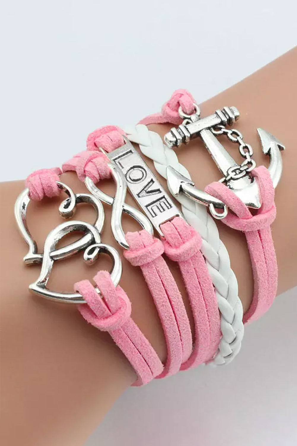 Pink LOVE Token Multi-layer Valentines Bracelet Jewelry JT's Designer Fashion