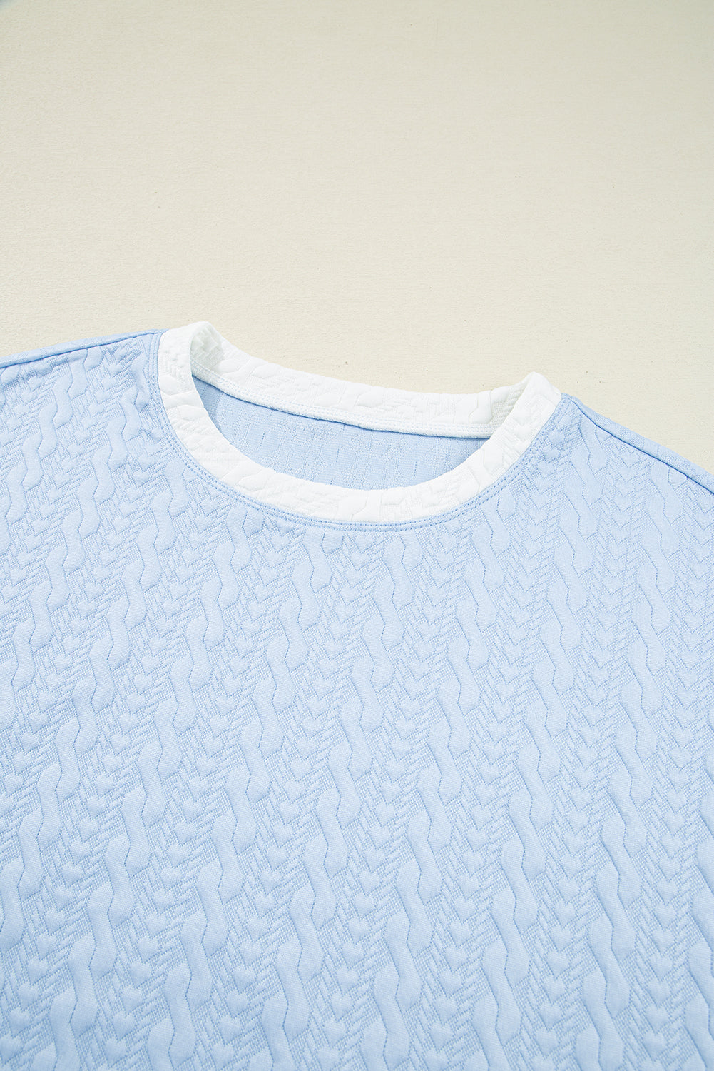 Beau Blue Contrast Trim Textured Crewneck Tee and Pocketed Skirt Set Two Piece Dresses JT's Designer Fashion