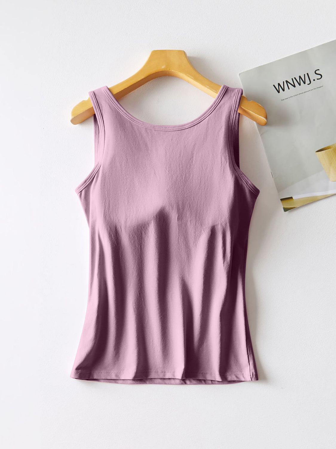 Round Neck Tank with Bra Lilac Tank Tops JT's Designer Fashion