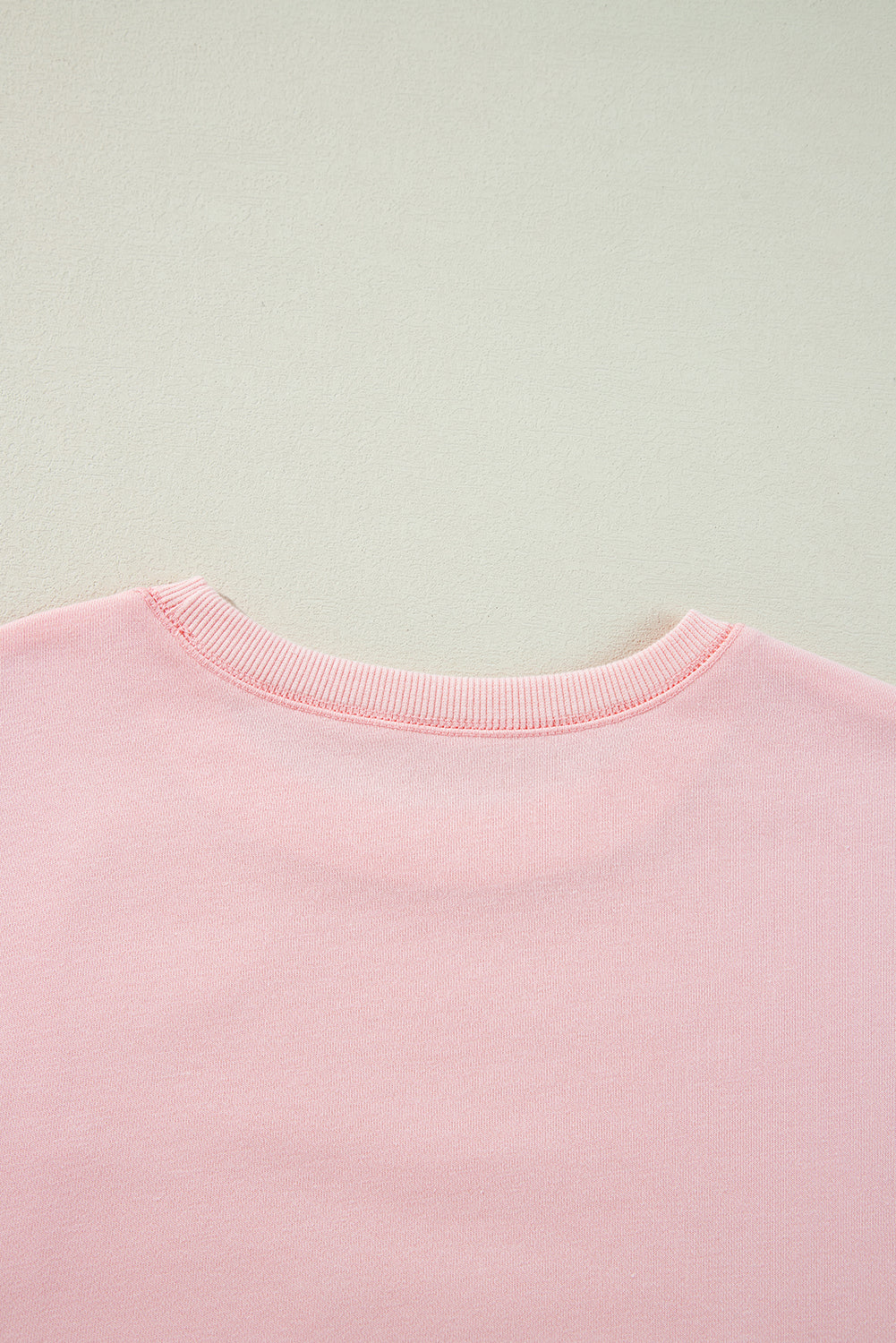 Light Pink Bow Thread Embroidery Ribbed Edge Sweatshirt Sweatshirts & Hoodies JT's Designer Fashion