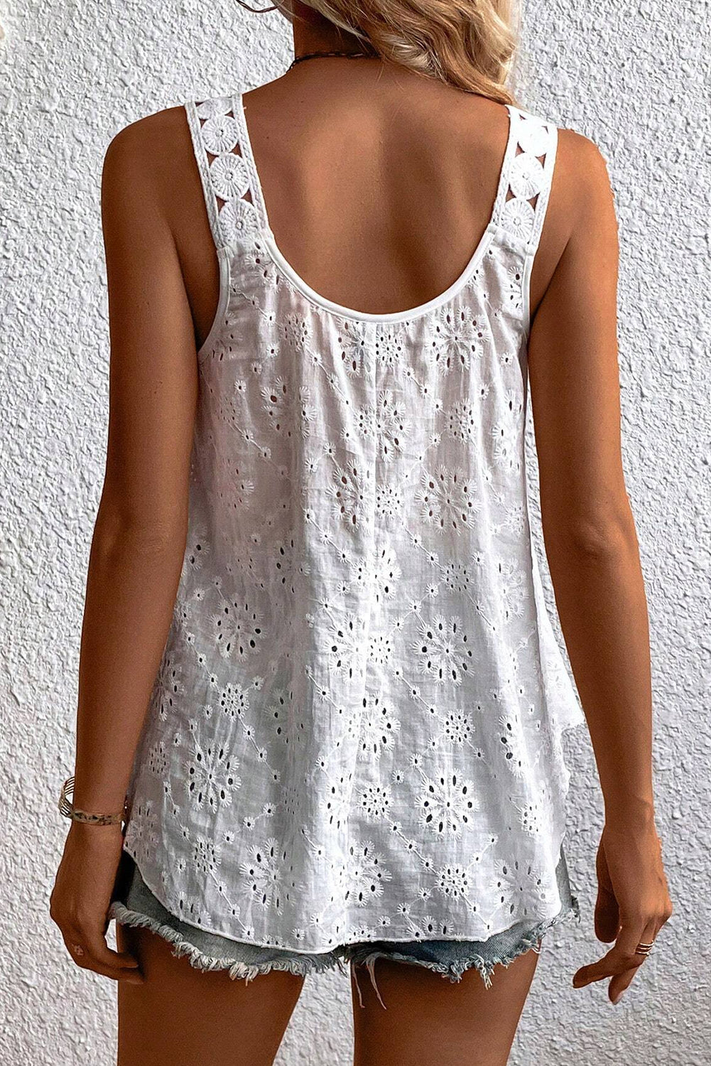 White Eyelet Embroidery Tank Top Tops & Tees JT's Designer Fashion