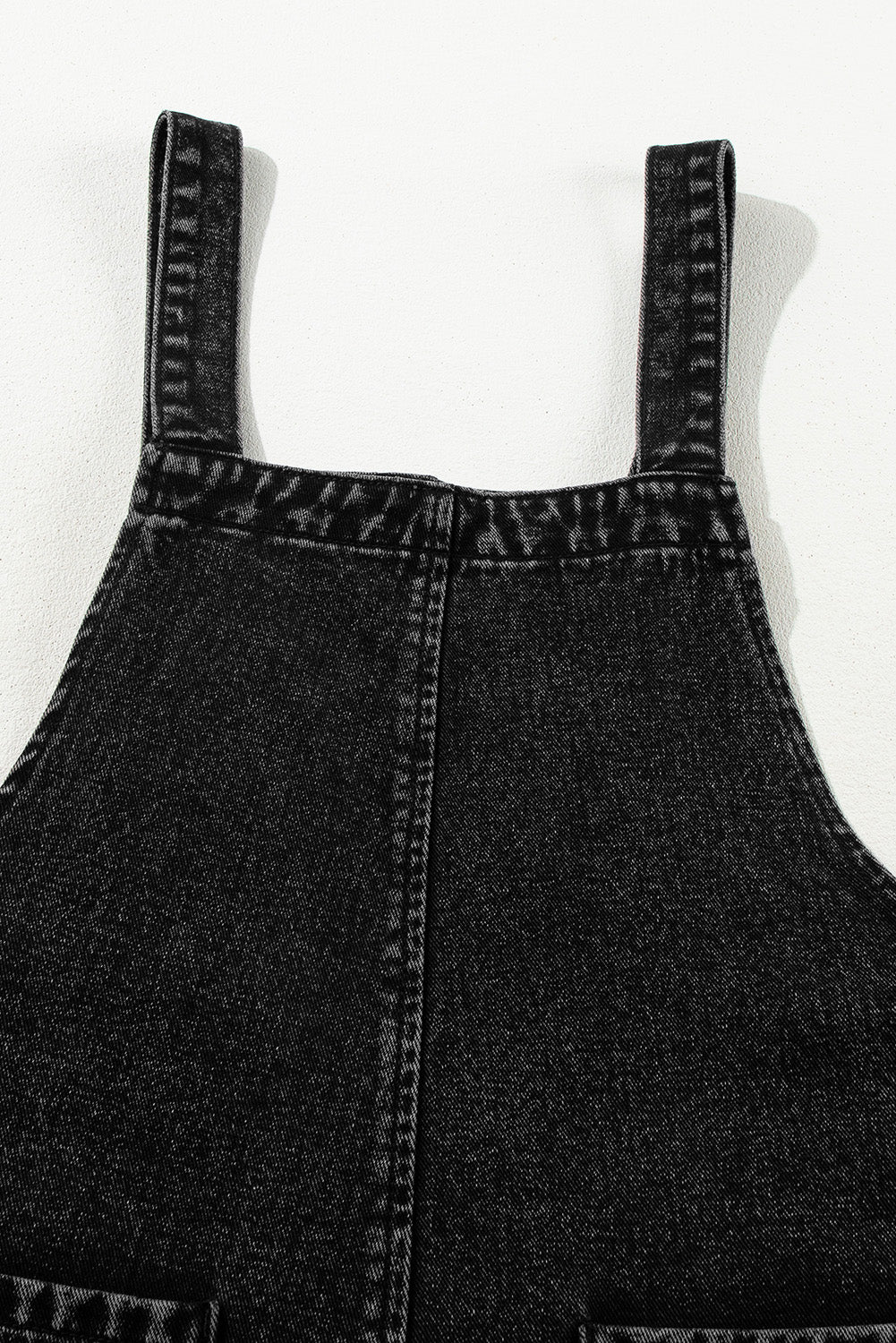 Black Distressed Bib Pocket Wide Leg Denim Overall Jumpsuits & Rompers JT's Designer Fashion