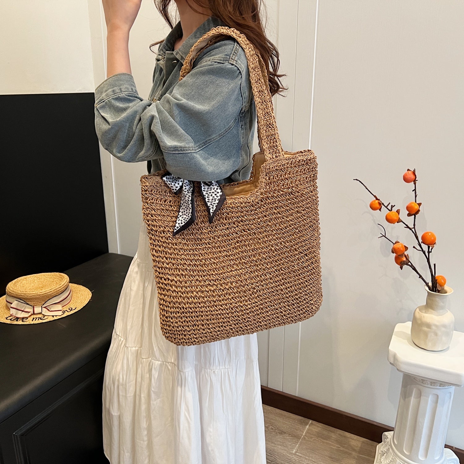 Straw Woven Tote Bag Bags JT's Designer Fashion