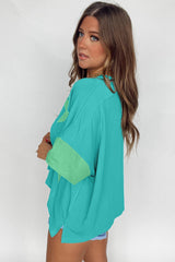 Aruba Blue Frayed Denim Star Patched Oversize T Shirt Pre Order Tops JT's Designer Fashion