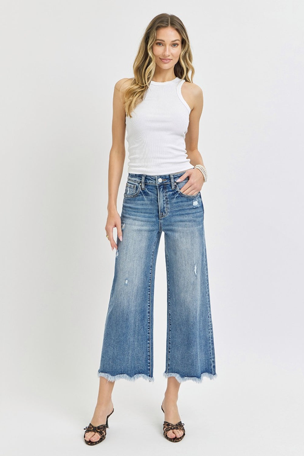 Risen High Rise Cropped Flare Jeans Jeans JT's Designer Fashion