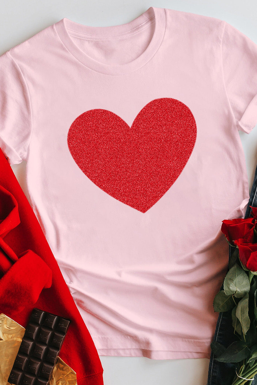 Pink Valentine Heart Graphic Tee Graphic Tees JT's Designer Fashion