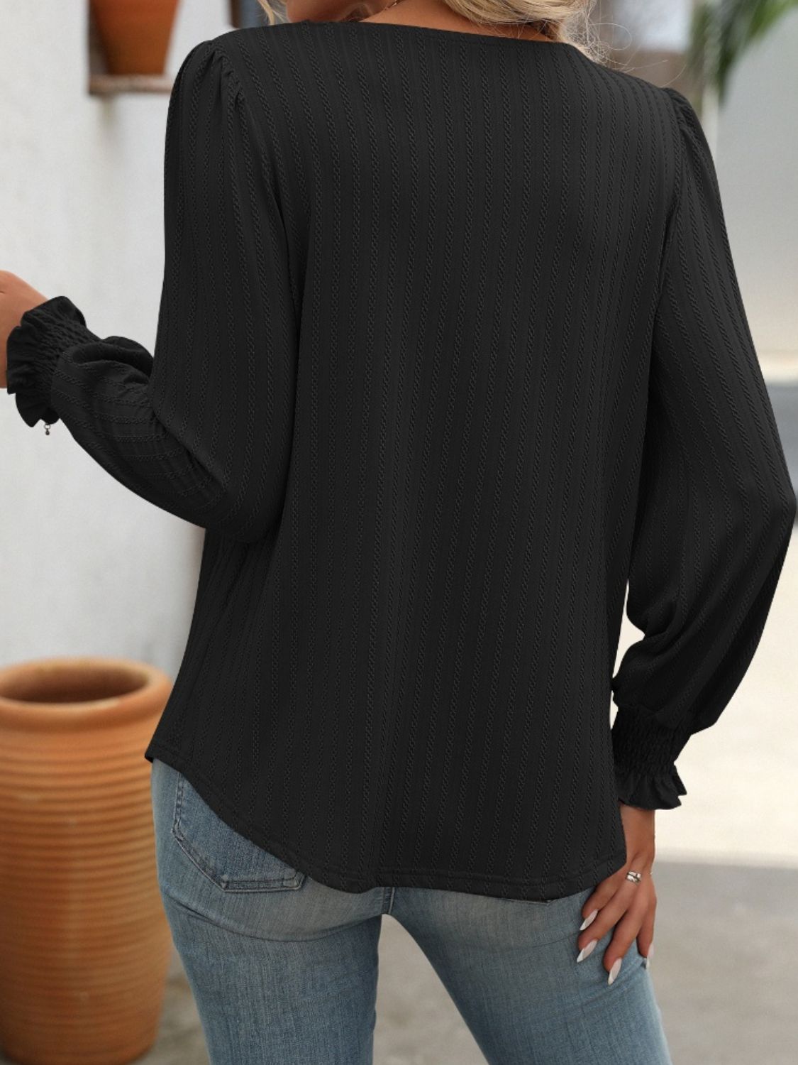 Square Neck Long Sleeve Top Long Sleeve Tops JT's Designer Fashion