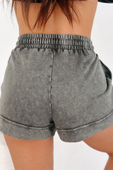 Philippine Gray Mineral Wash Pocketed Drawstring High Waist Casual Shorts Bottoms JT's Designer Fashion