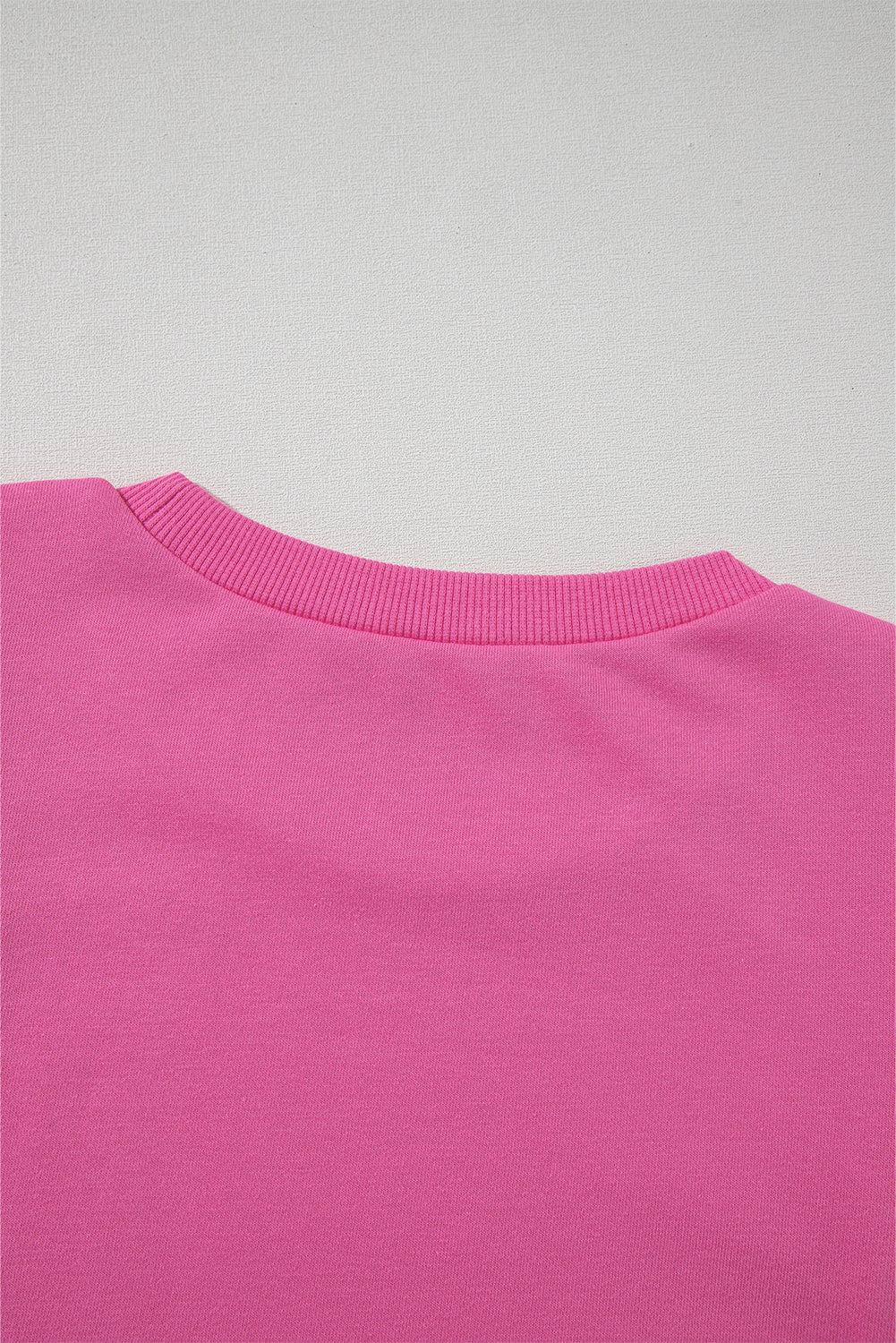 Bright Pink Textured Patchwork Round Neck Sweatshirt Sweatshirts & Hoodies JT's Designer Fashion