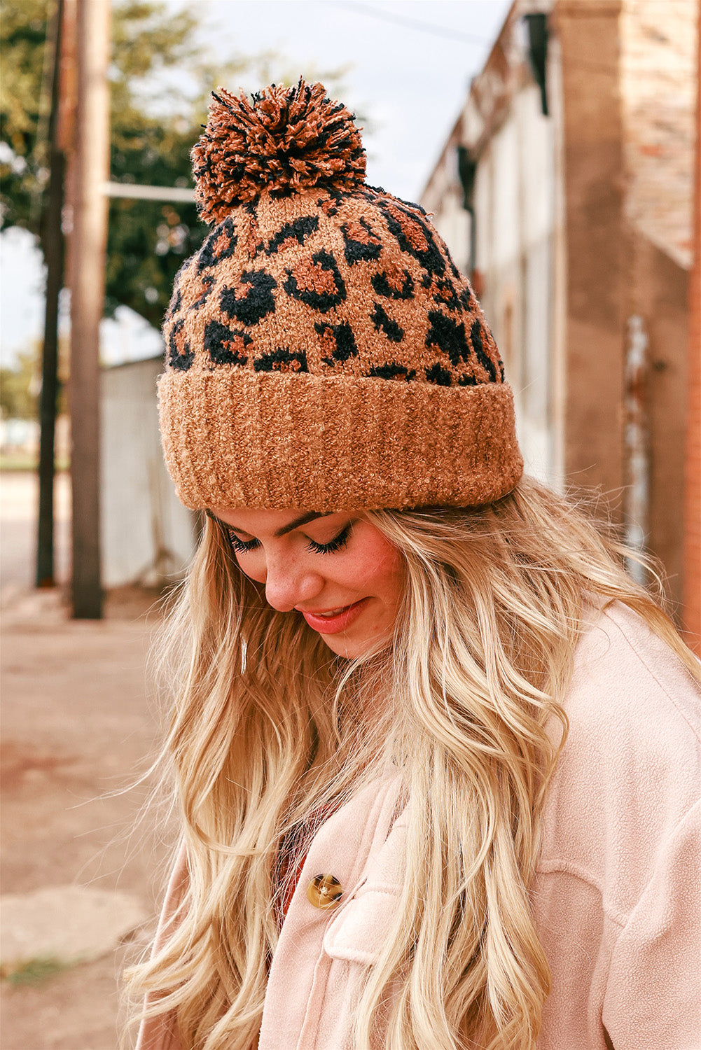 Brown Winter Warm Thickened Leopard Print Fashion Jacquard Plush Hat Hats & Caps JT's Designer Fashion