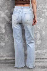 Beau Blue Vintage Light Wash Distressed Flare Jeans Jeans JT's Designer Fashion