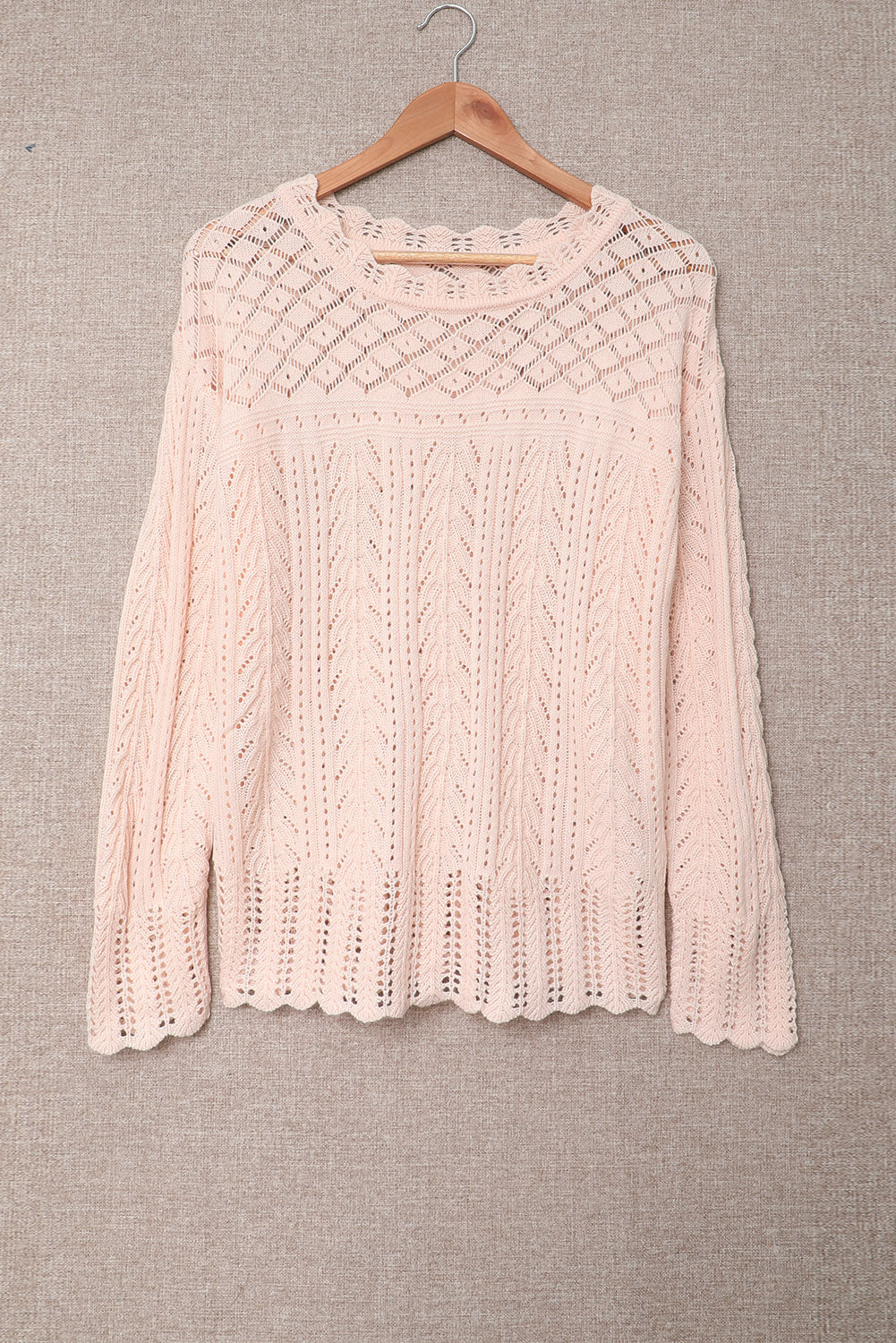 Pink Solid Drop Shoulder Knit Sweater Sweaters & Cardigans JT's Designer Fashion