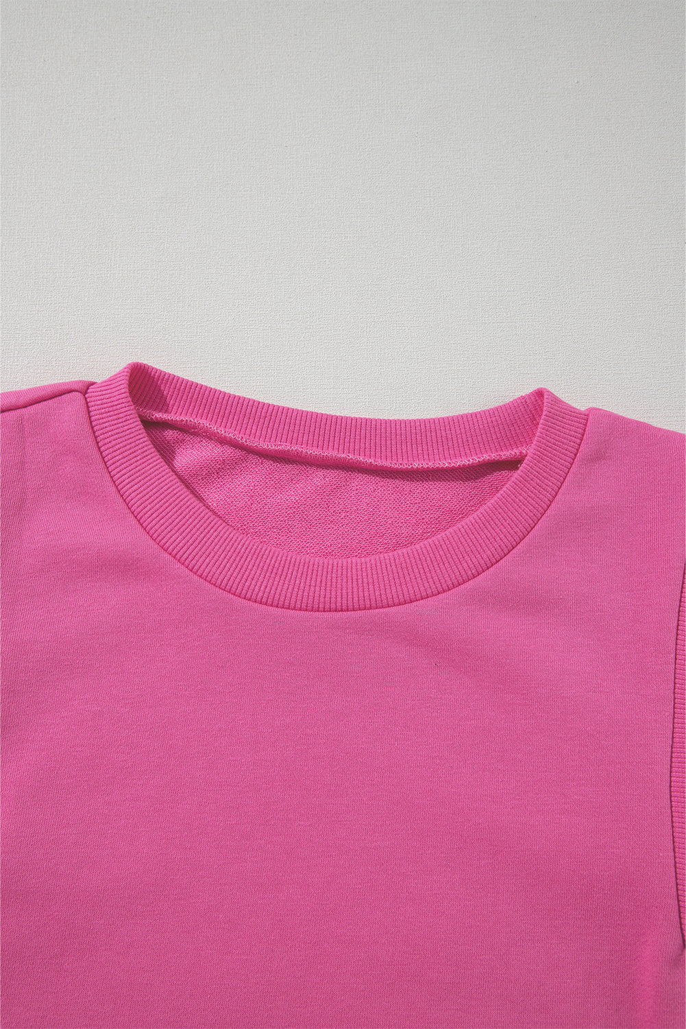 Bright Pink Textured Patchwork Round Neck Sweatshirt Sweatshirts & Hoodies JT's Designer Fashion