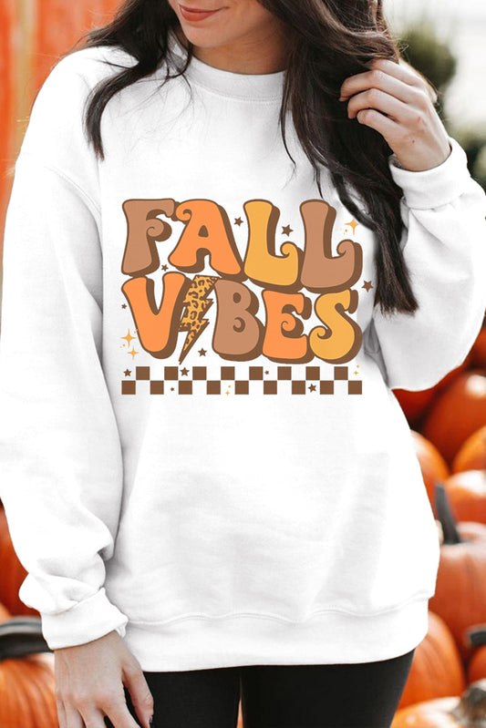 Beige FALL VIBES Graphic Drop Shoulder Sweatshirt Beige 50%Polyester+50%Cotton Graphic Sweatshirts JT's Designer Fashion