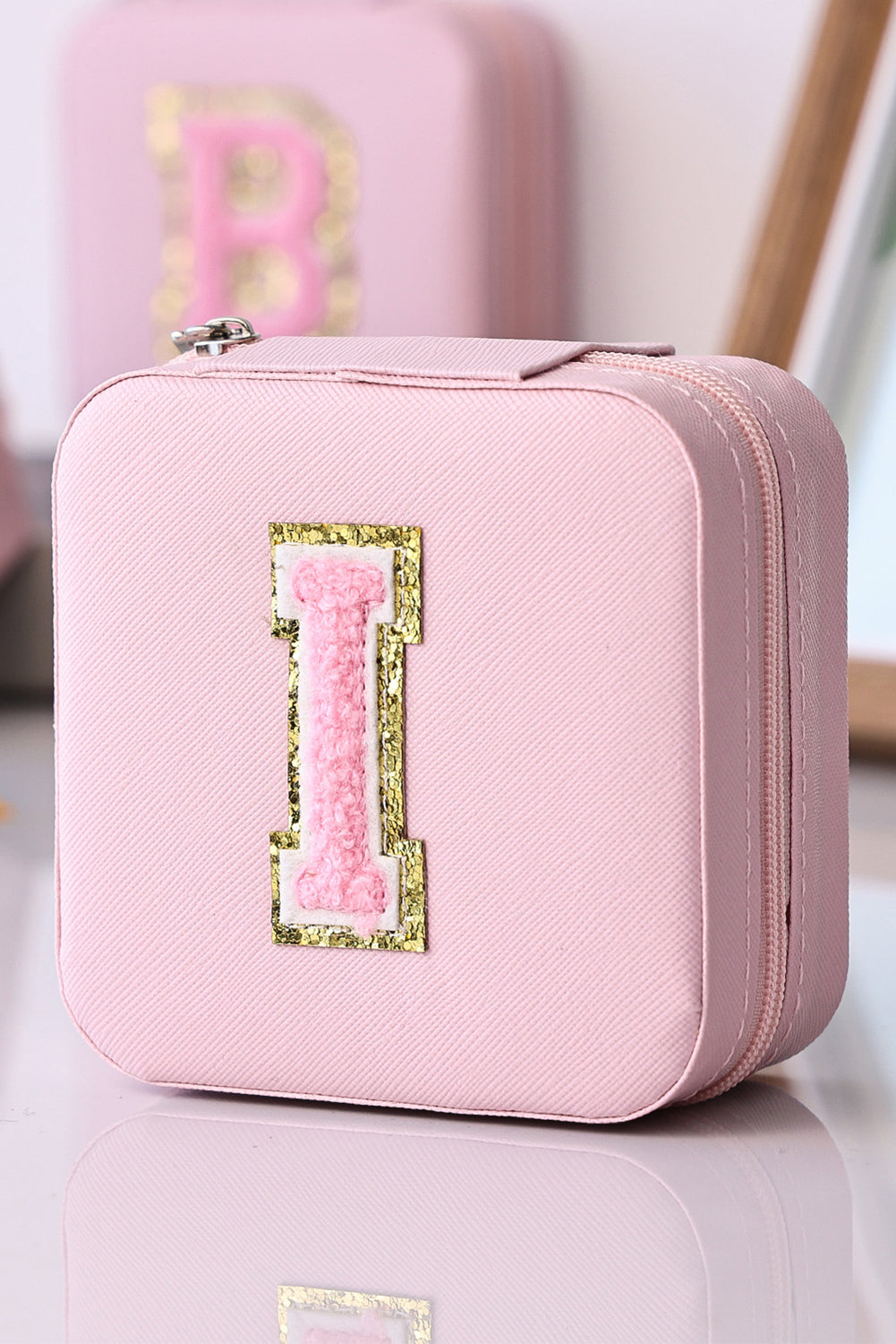 Pink Portable Initial Jewelry Box Other Accessories JT's Designer Fashion