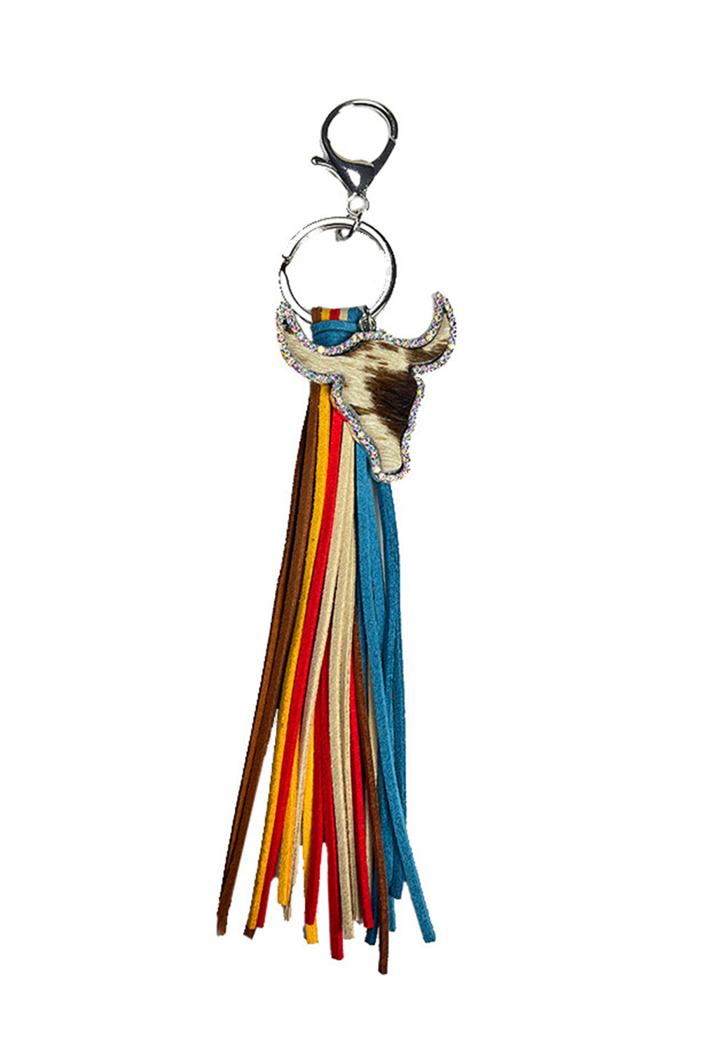 Philippine Gray Rhinestone Steer Head Colorful Tassel Key Ring Other Accessories JT's Designer Fashion