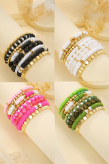 Sachet Pink 8pcs Valentine Vibe Beaded Elastic Bracelet Set Jewelry JT's Designer Fashion