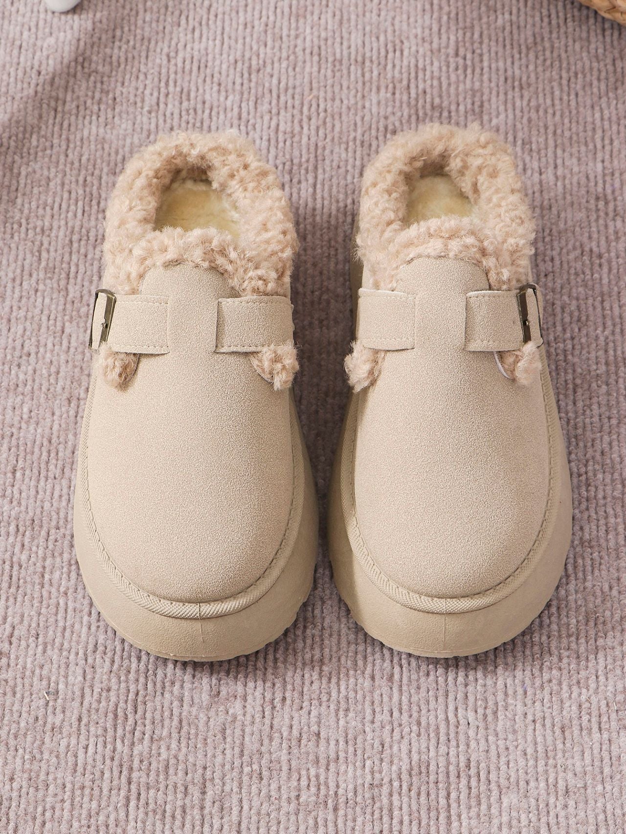 Thermal Fuzzy Buckle Platform Slippers Slippers JT's Designer Fashion