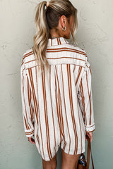 Brown Stripe She_s A Dreamer Striped Romper Bottoms JT's Designer Fashion