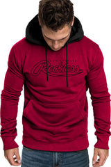 Fiery Red Los Angeles Reckless Print Color Block Men's Hoodie Men's Tops JT's Designer Fashion