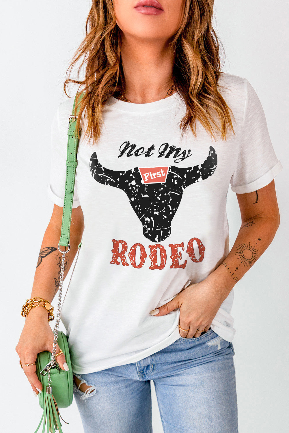 White Not My First Rodeo Graphic Tee Graphic Tees JT's Designer Fashion