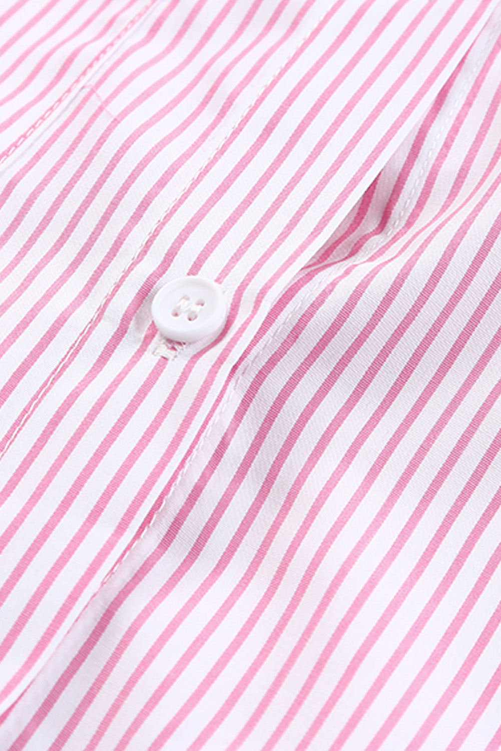 Pink Smocked Cuffed Striped Boyfriend Shirt with Pocket Blouses & Shirts JT's Designer Fashion