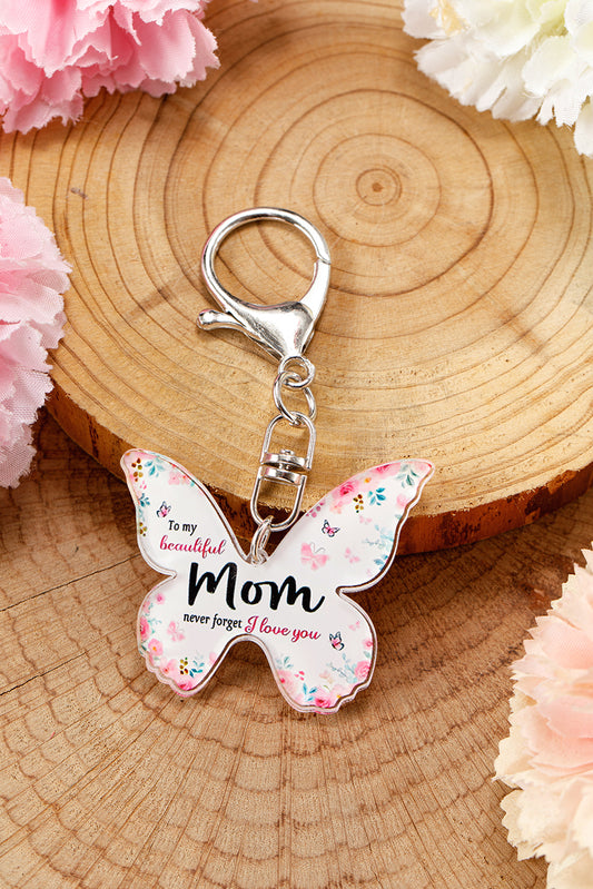 Pink MOM Butterfly Shape Acrylic Keychain Other Accessories JT's Designer Fashion