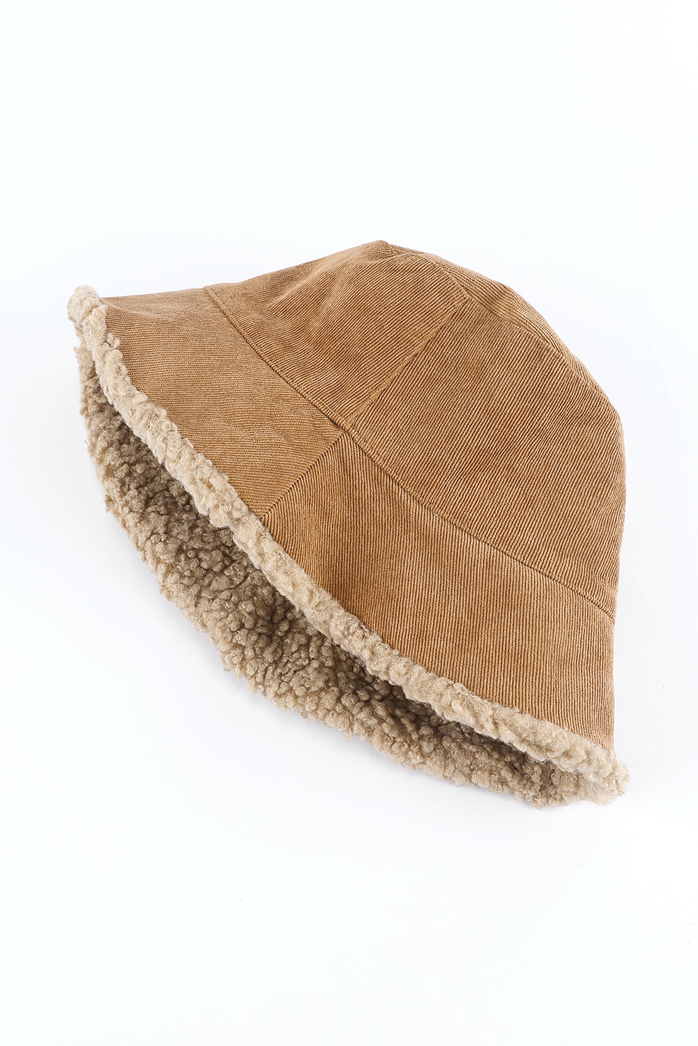 Brown Corduroy Sherpa Reversible Bucket Hat Hats & Caps JT's Designer Fashion