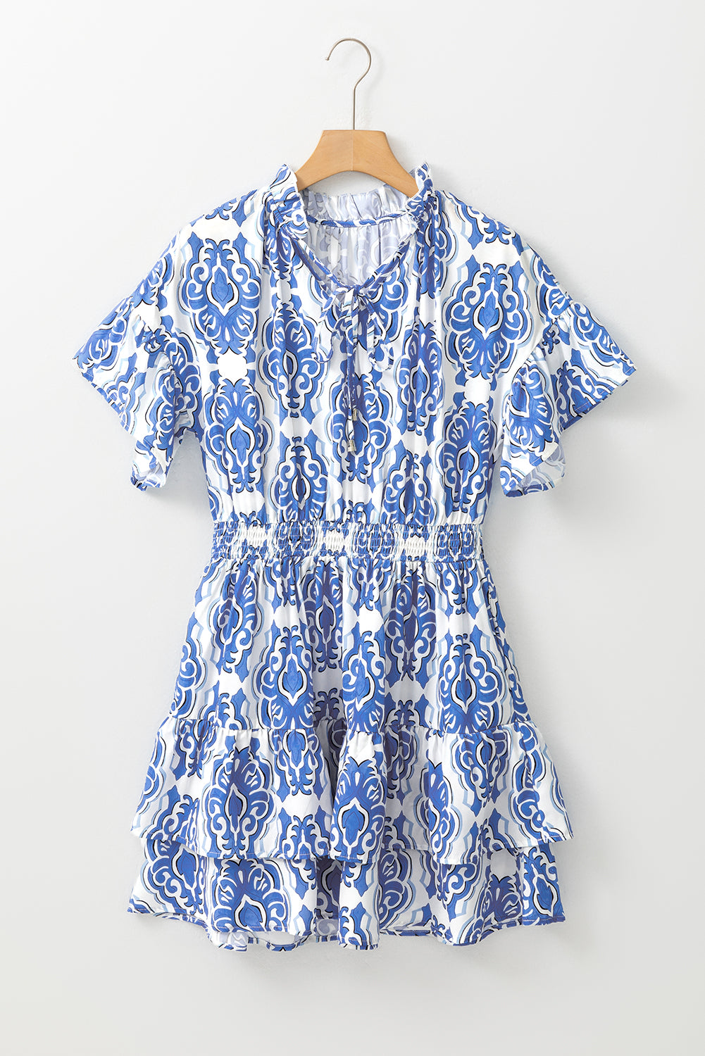 Ashleigh Blue Vintage Floral Print Wide Ruffled Sleeve Dress Floral Dresses JT's Designer Fashion