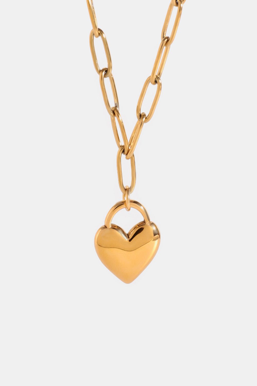 18K Gold-Plated Stainless Steel Heart Pendant Necklace Gold One Size Necklaces JT's Designer Fashion