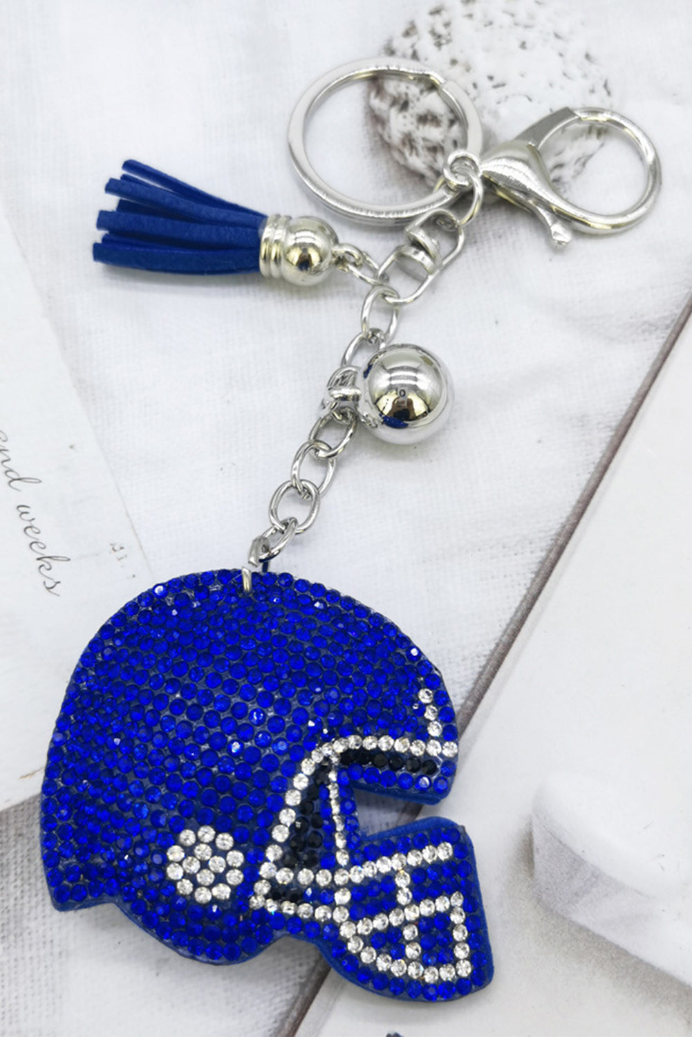 Bluing Crystal Baseball Cap Tassel Key Ring Other Accessories JT's Designer Fashion