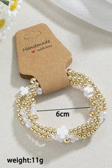 White Cross Pearl Decor Beaded Elastic Multi Layered Bracelet Jewelry JT's Designer Fashion