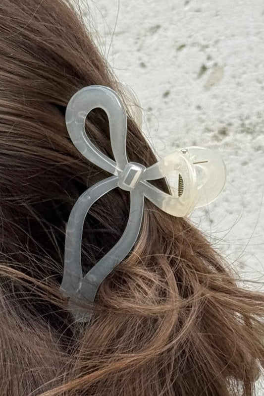 White Long Tail Bow Knot Shape Claw Clip Headwear JT's Designer Fashion