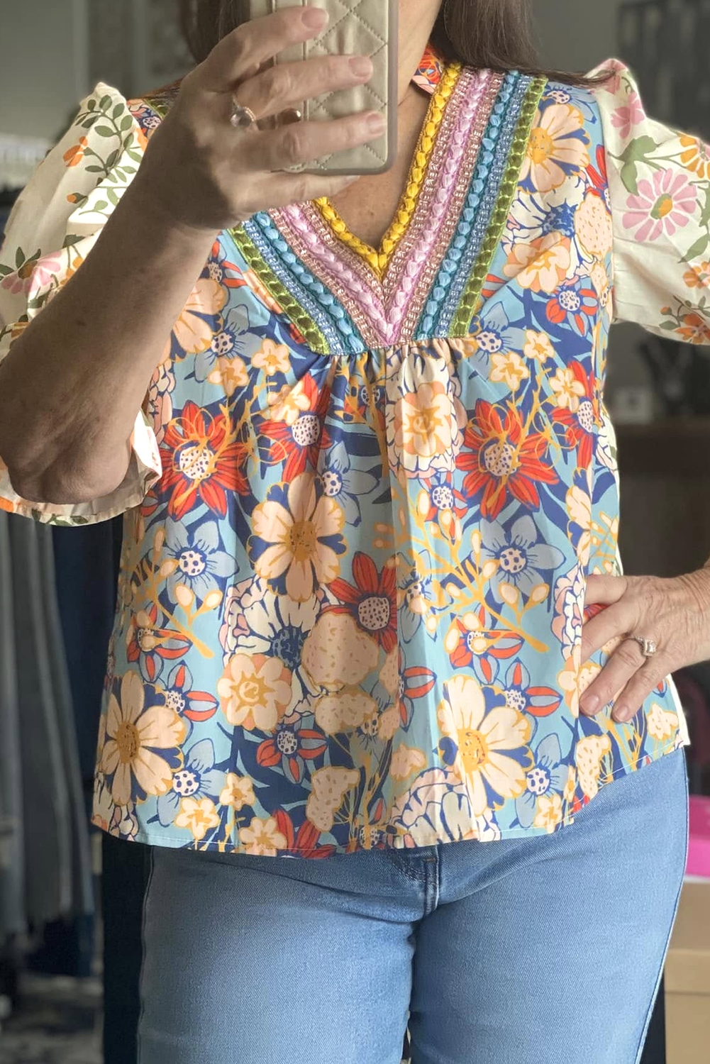 Multicolour Delicate Woven V Neck Plus Size Hlaf Sleeve Floral Blouse Pre Order Tops JT's Designer Fashion