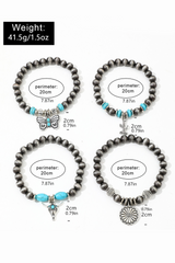 Silvery Western Turquoise Beaded Multi Layer Bracelet Jewelry JT's Designer Fashion