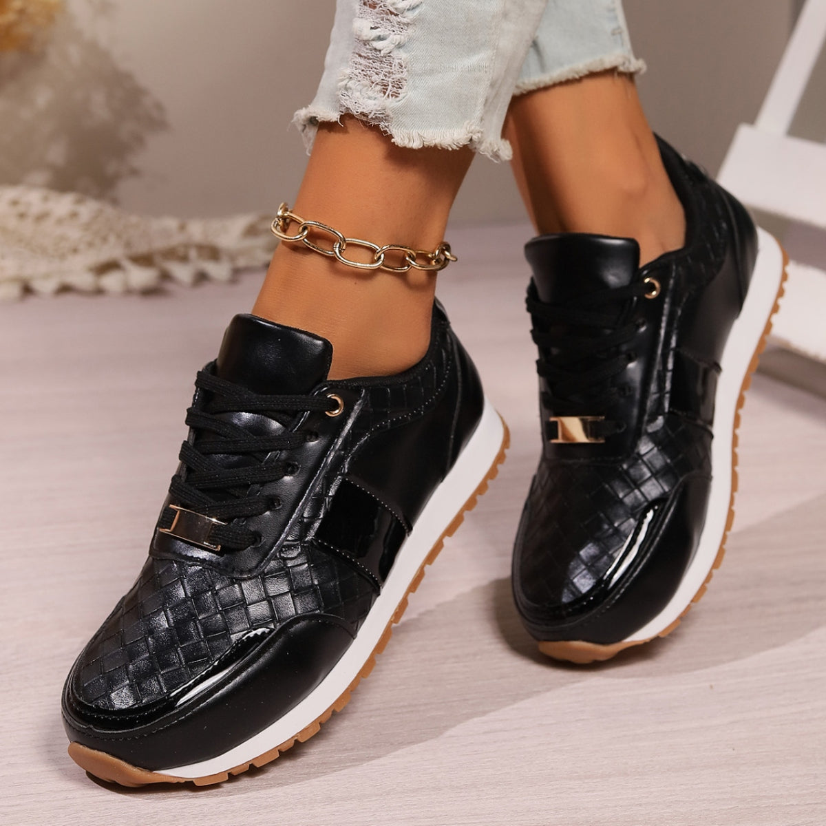 Lace-Up Leather Sneakers Shoes JT's Designer Fashion