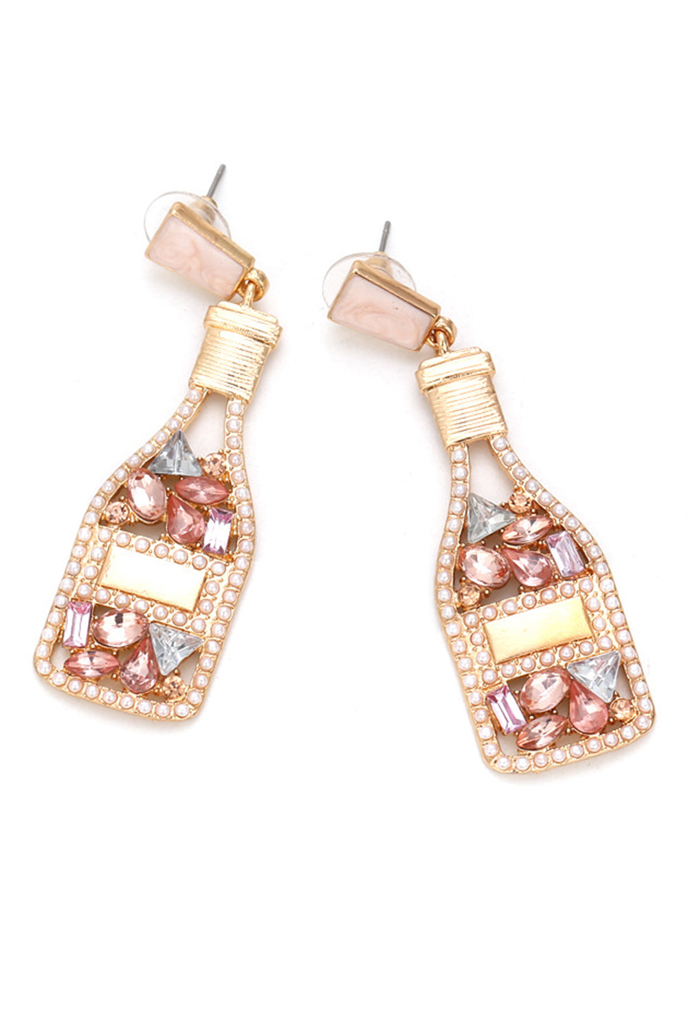 Apricot Crystals Champagne Bottle Earrings Jewelry JT's Designer Fashion