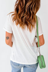 White LUCKY Printed Round Neck St Patricks T Shirt Graphic Tees JT's Designer Fashion