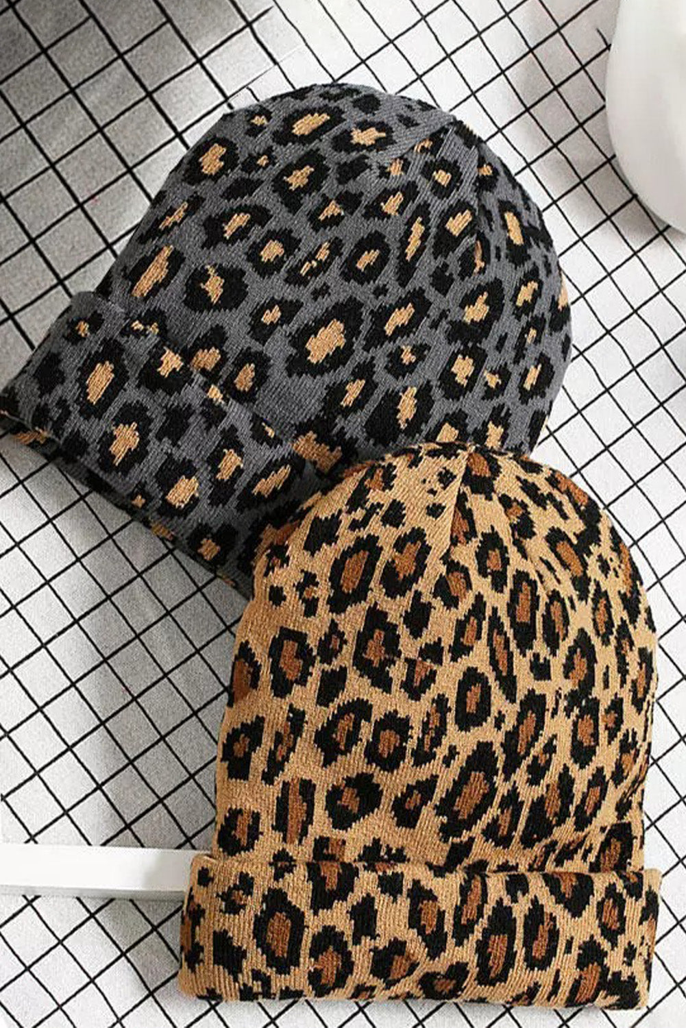 Brown Leopard Knitted Beanie Hat Hats & Caps JT's Designer Fashion