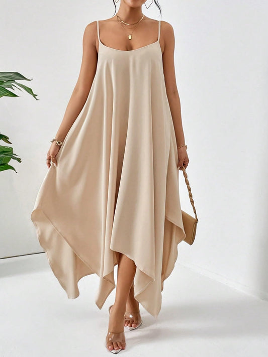 Scoop Neck Midi Cami Dress Tan Dresses JT's Designer Fashion