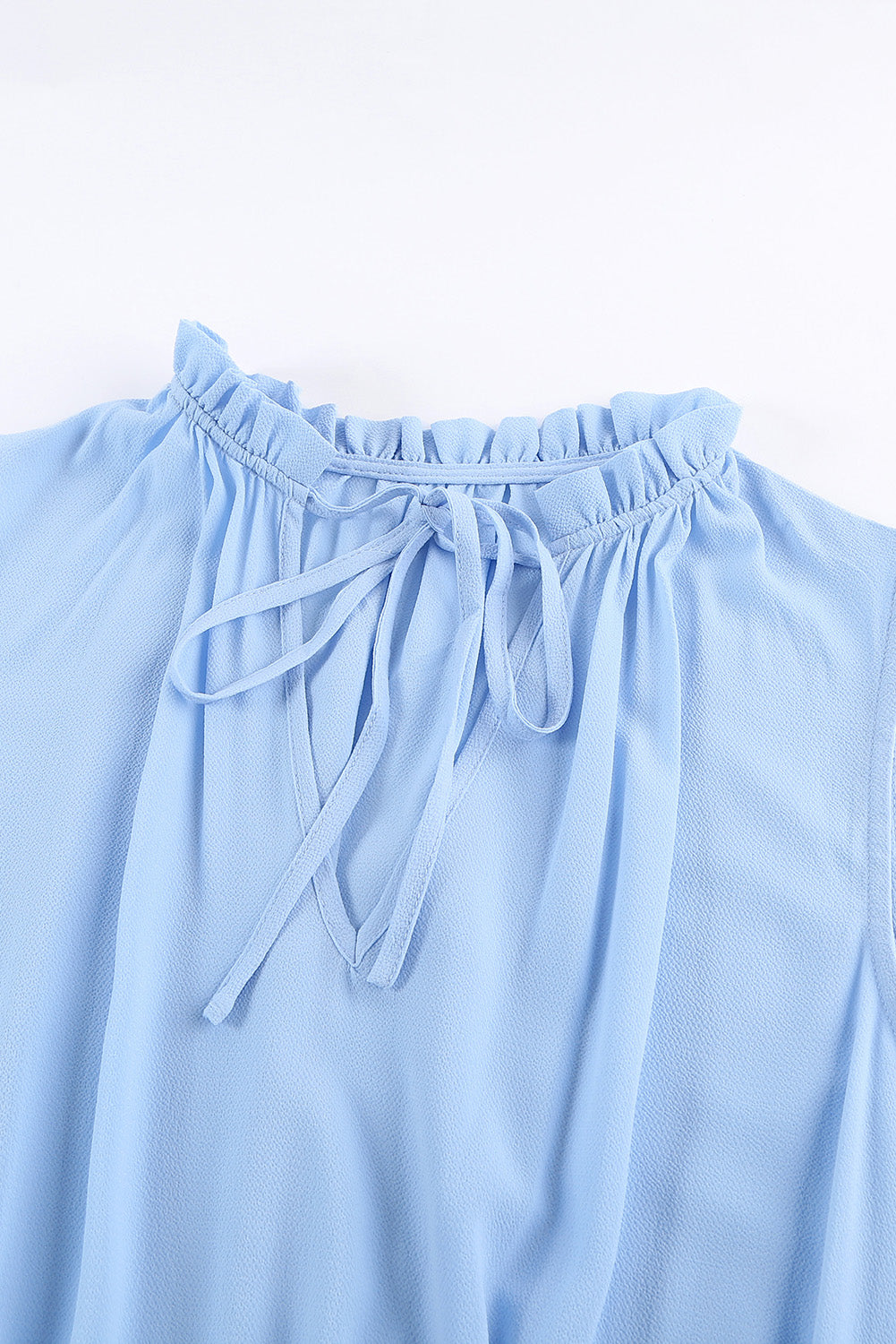 Sky Blue Sleeveless V Neck Ruffled Swing Mini Dress Mini Dresses JT's Designer Fashion