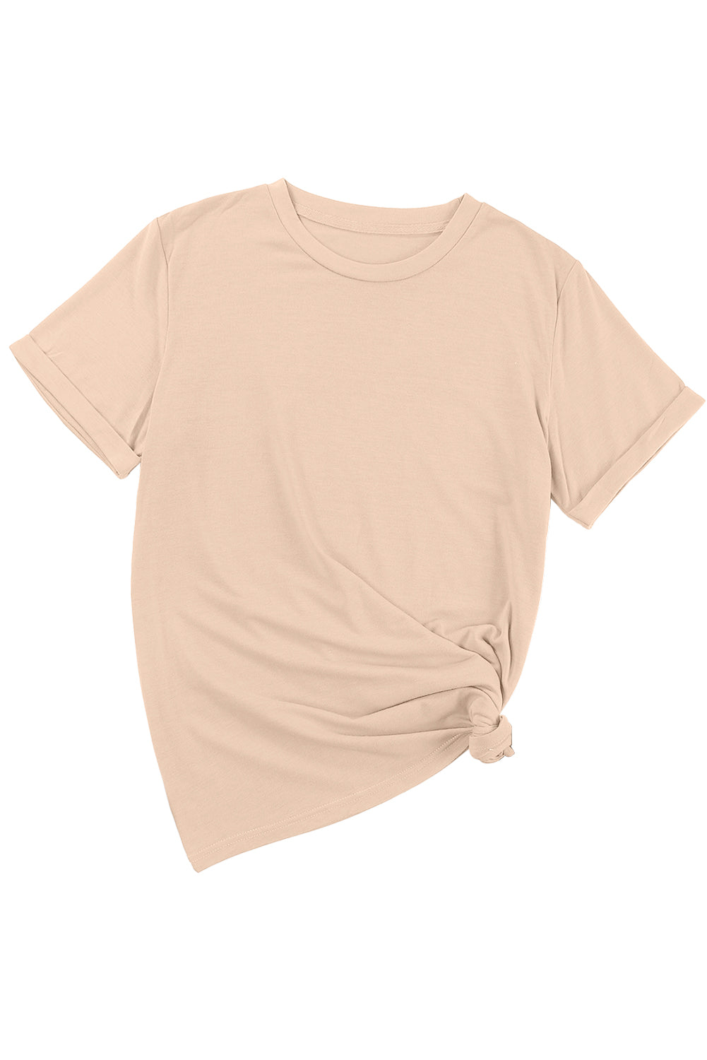 Khaki Casual Plain Crew Neck Tee Tops & Tees JT's Designer Fashion