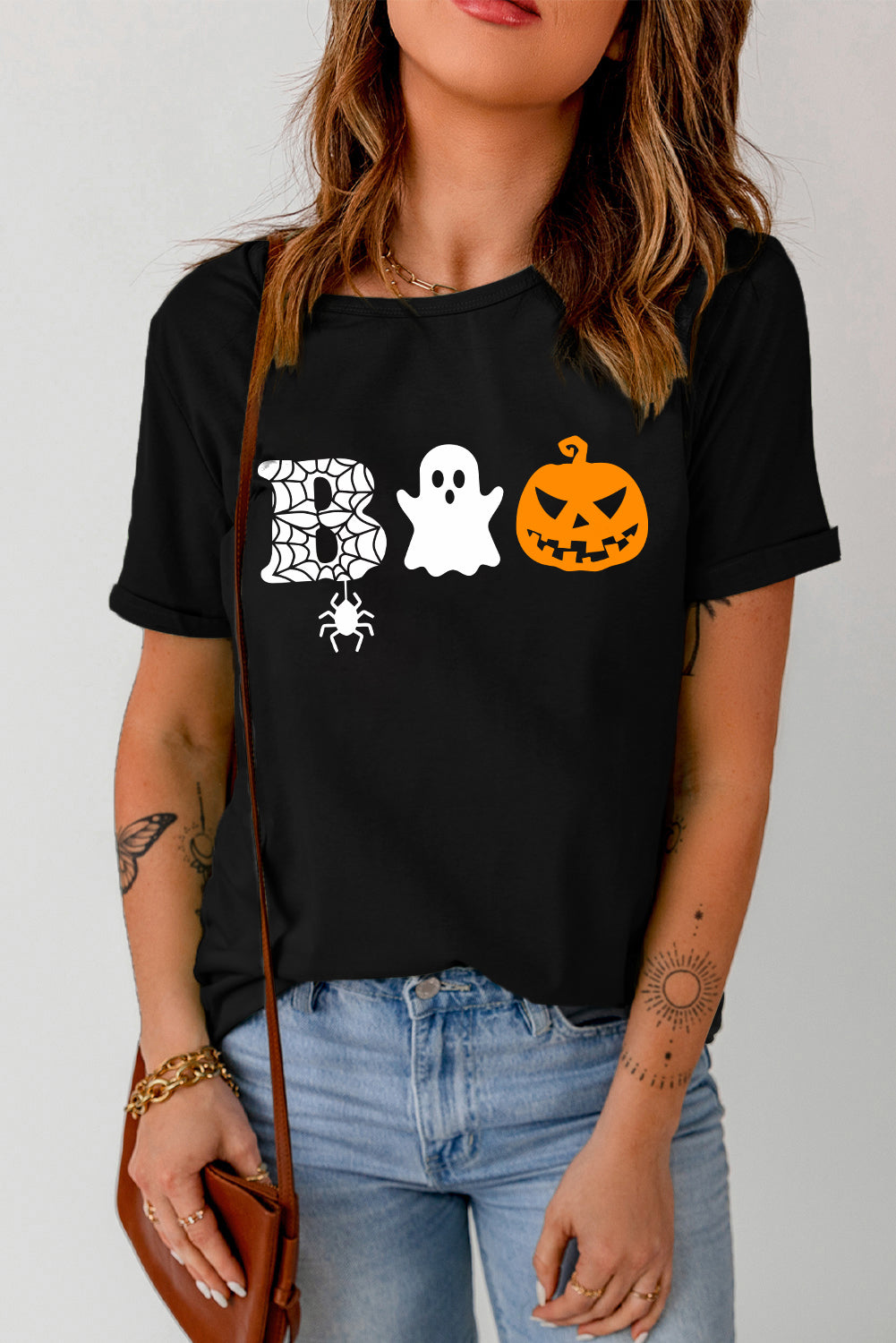 Black BOO Halloween Graphic T Shirt Graphic Tees JT's Designer Fashion