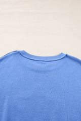 Sky Blue Sequin Trim Embroidered Star USA Pattern Sweatshirt Sweatshirts & Hoodies JT's Designer Fashion