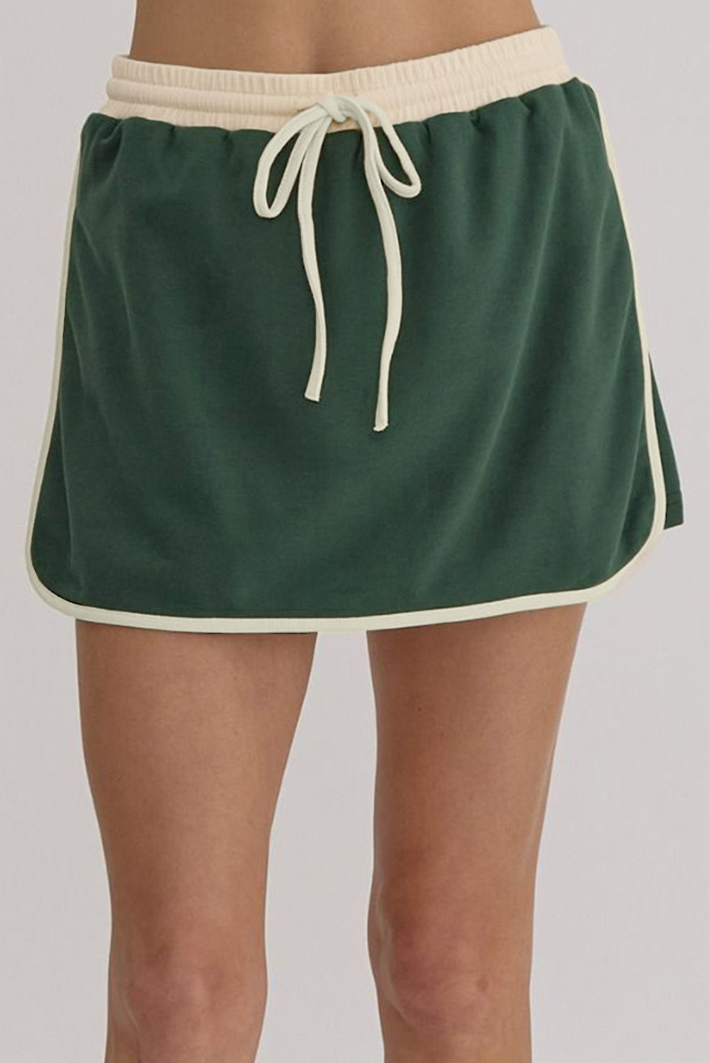 Evergreen Color Contrast Loose Pullover and Lace-up Waist Skort Set Two Piece Dresses JT's Designer Fashion